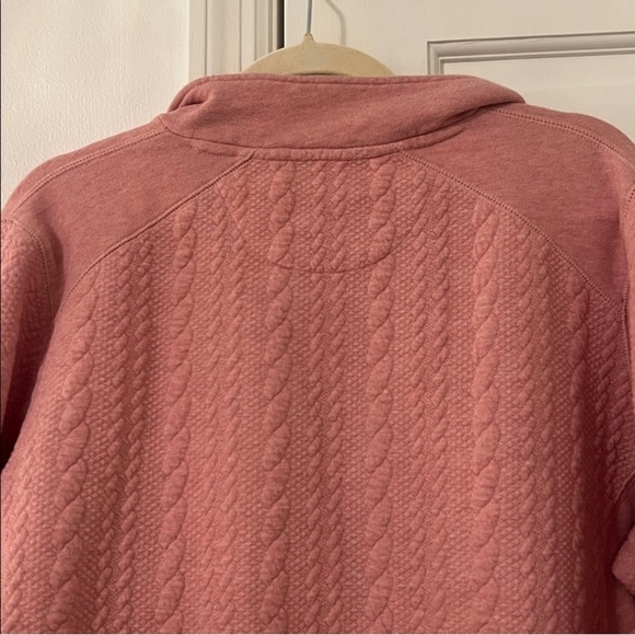 Orvis Jacquard Cable Knit Quarter Zip Pullover Sweater Pink - Picture 4 of 10
